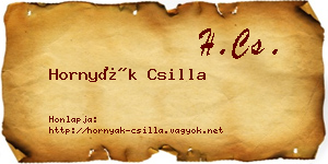 Hornyák Csilla névjegykártya